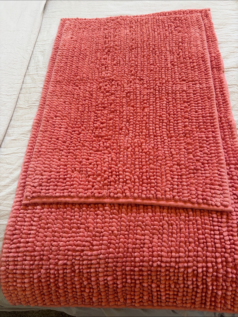 Martha Stewart Coral Chenille Bath Mat - Warm Coral Tone